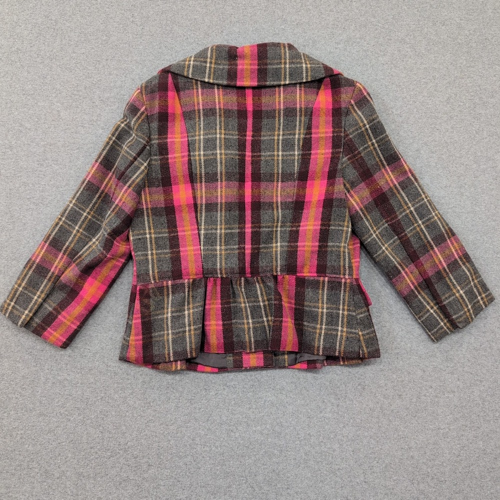 B Moss Company / AMI Women's Plaid Blazer Jacket Pink‎ Grey Wool Blend Size S - Picture 4 of 4